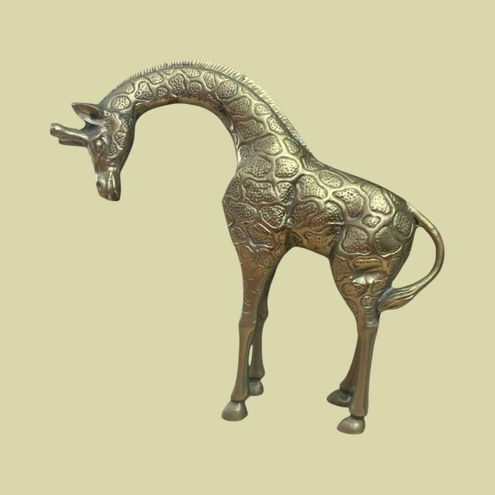 Vintage Solid Brass Giraffe Figurine 10.5" Tall Safari Animal Decor - Picture 5 of 5